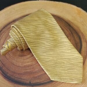 Salvatore Ferragamo 58" Silk Textured Gold Wave Men's Dress Tie